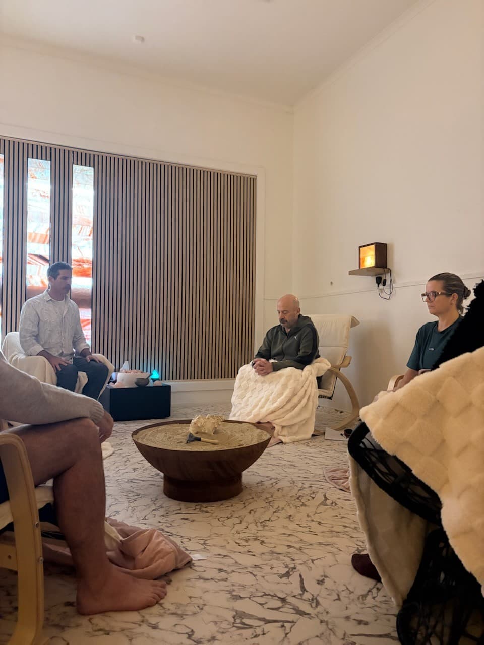 Trent McHugh leading a meditation group during a The Steady State workshop session